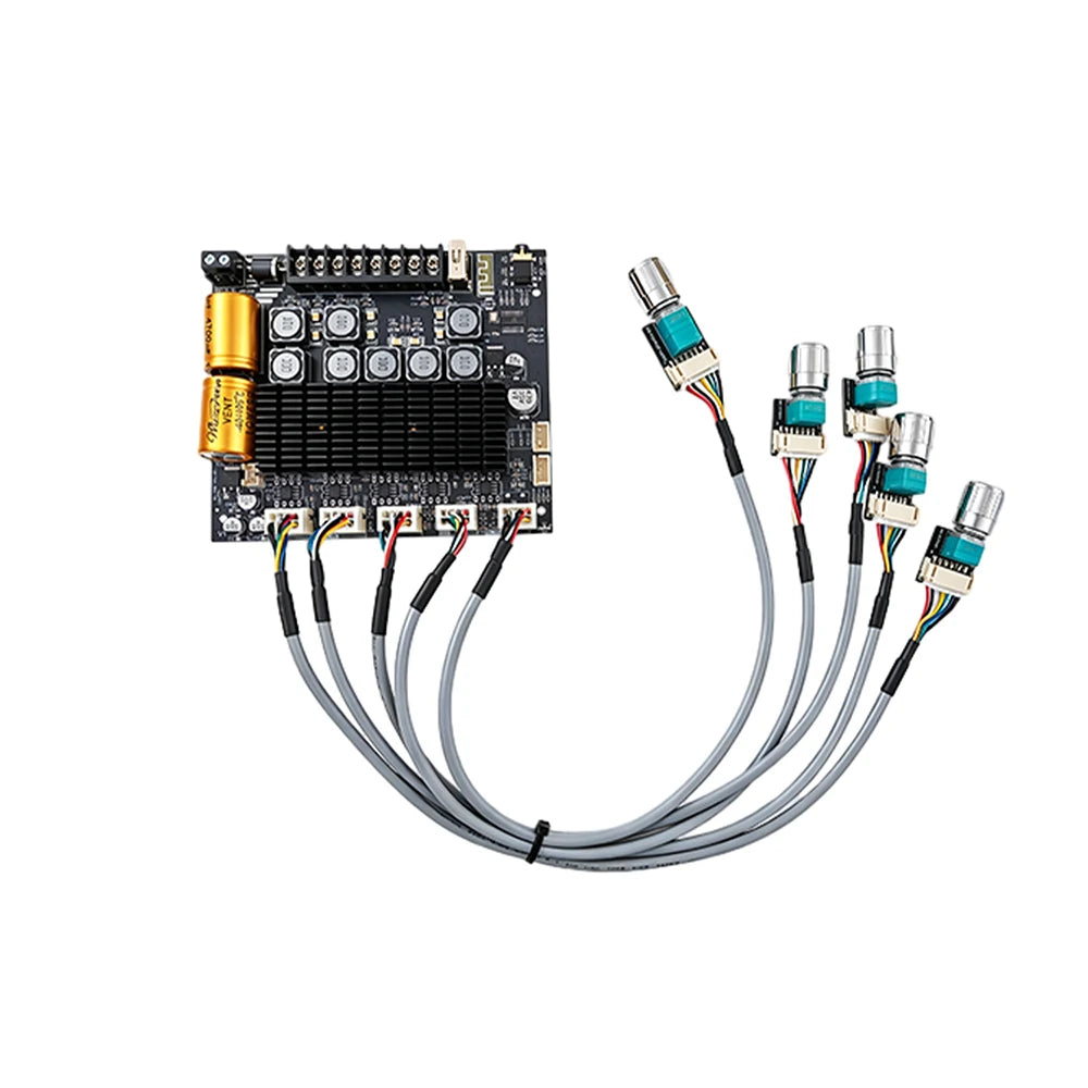 DC12‑24V ZK‑TB22 Audio Amplifier Module 75W+75W+145W+145W 2.2 Channel Bluetooth AUX USB PC Input Treble Bass Adjust
