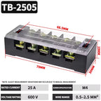 TB1503 TB2503 TB4512 Screw Terminal Block Barrier Strip 15A 25A 45A Wire Connector with Flame Retardant PC Cover for DIN Rail