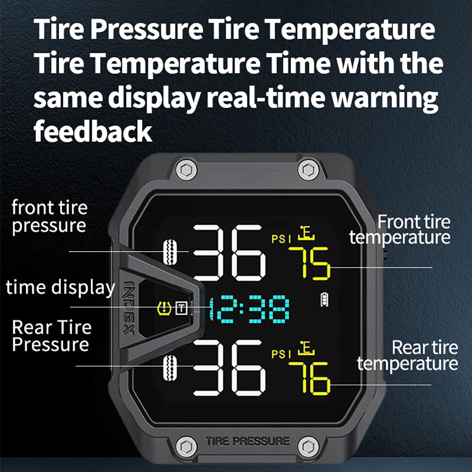 Yangood TMPS Motorcycle Tire Pressure Sensor Waterproof LCD Color Display Real-Time Safety Tire Pressure Monitoring System