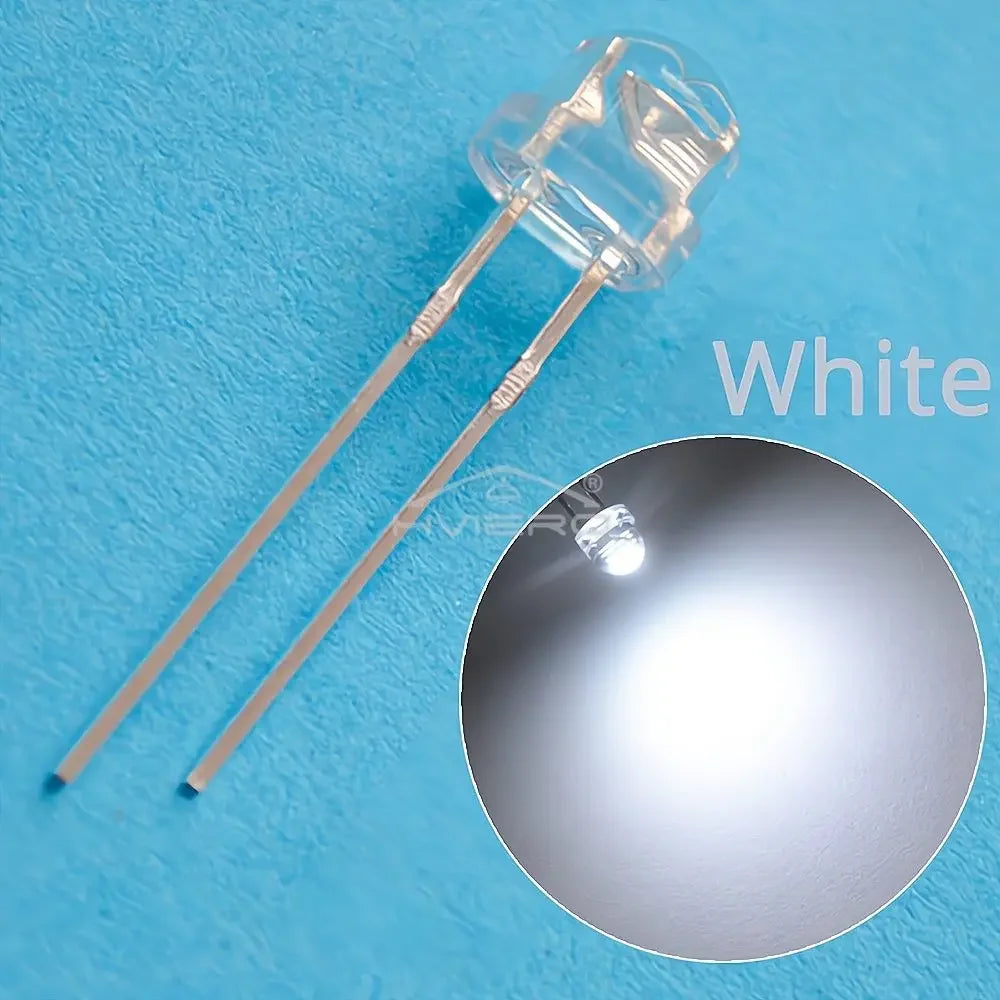 F5 5mm Straw Mini Hat Emitting Diode Ultra Bright Water Clear Light Bead White Blue Green Yellow Red Wide Angle LED Bulb