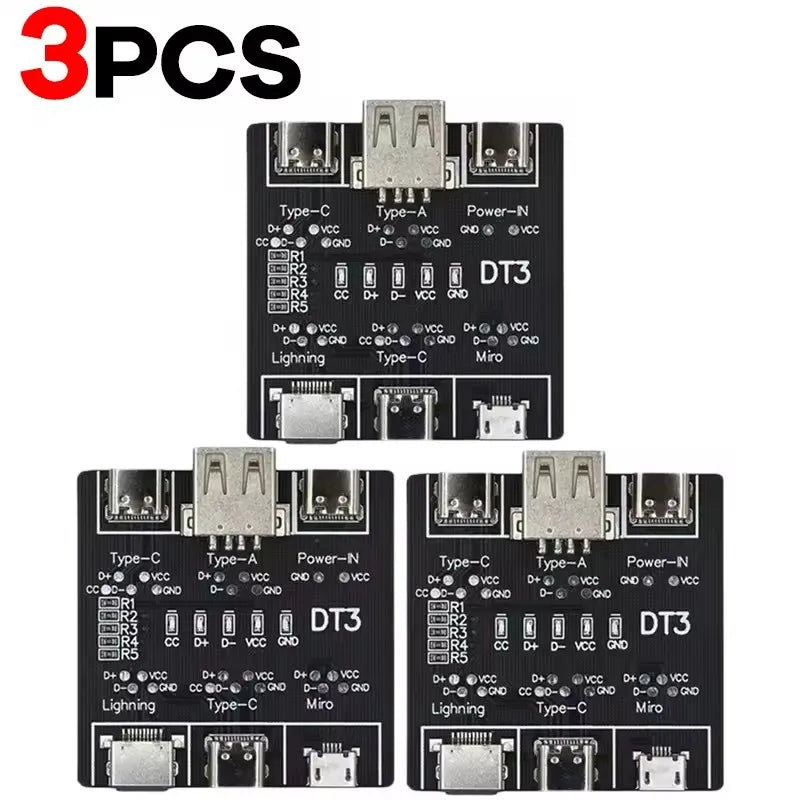 DT3 Data Cable Detection Board Type C USB C Micro USB Cable Tester Detector for Apple IOS Android Fast Quick Charging Lighting