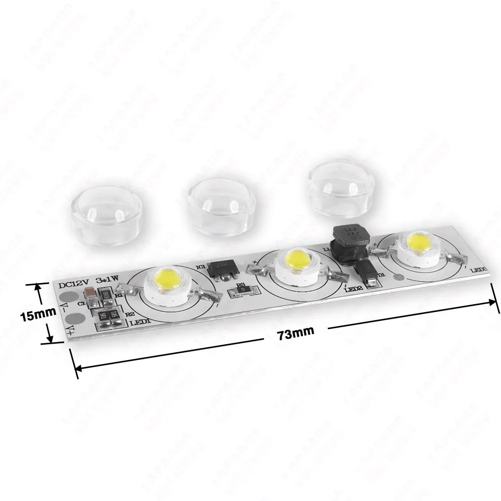 Driverless 3x1W 3x3W LED Chip DC 12V 24V Warm Cool White Red Green Blue Yellow UVA Purple Aluminum PCB For 1W 3W 5W Light Beads