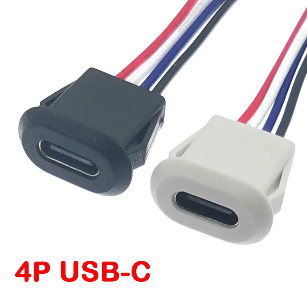 2Pin 4Pin USB Type C Connector Jack Female With Card Buckle 3A High Current Charging Jack Port USB-C Charger Plug Socket 2P 4P