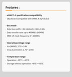 Orange Pi EMMC Module 32GB 64GB 256GB EMMC 5.1 Module for Orange Pi 5 Plus 3D NAND Fast Read Write Speeds 400MB/s for Tablet PC