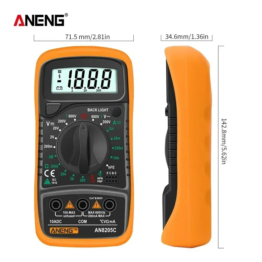ANENG AN8205C Volt Ohm Multimetro Tester Meter With Thermocouple LCD Backlight Portable Digital Multimeter AC/DC Ammeter