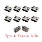 10Pcs USB Connector Type C Female Charging Port Jack 2/6/16 Pin Type-C Socket PCB Soldering SMD SMT DIY Repair Type C Adapter