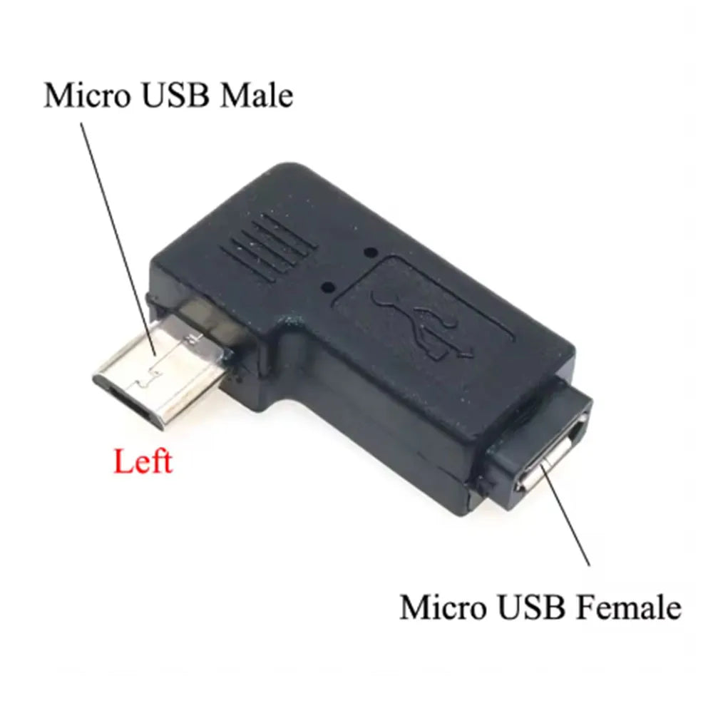New Mini USB to Micro USB Adapter Plug 90 Degree Left&Right Angle Micro USB Male to Mini USB Female Type B Connector