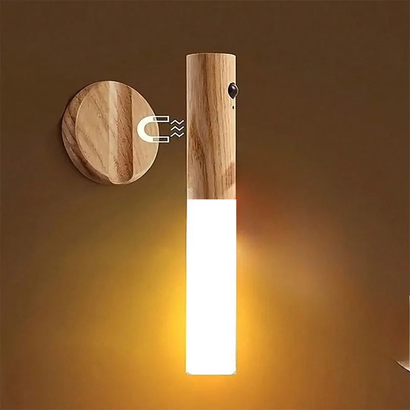 Human Body Sensor Night Light Punch Free Magnetic Rechargeable Wall Lamp Soft Light for Closet Hallway Bedside Multi Scene Use
