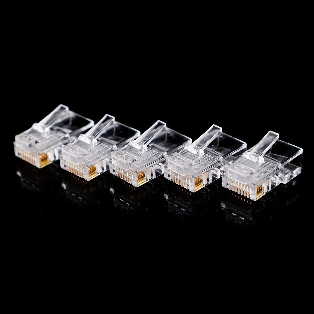 1/10/50Pcs Pass Through RJ45 Cat6/Cat5e Connectors Crystal End Gold-Plated 8P8C Crimp UTP Standard Ethernet Network Modular Plug