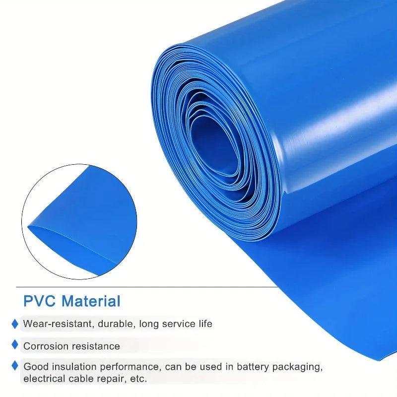 2m/pack 18650 Lipo Battery PVC Heat Shrink Tube Pack 25mm ~ 300mm Width Insulated Film Wrap Lithium Case Cable Sleeve Blue