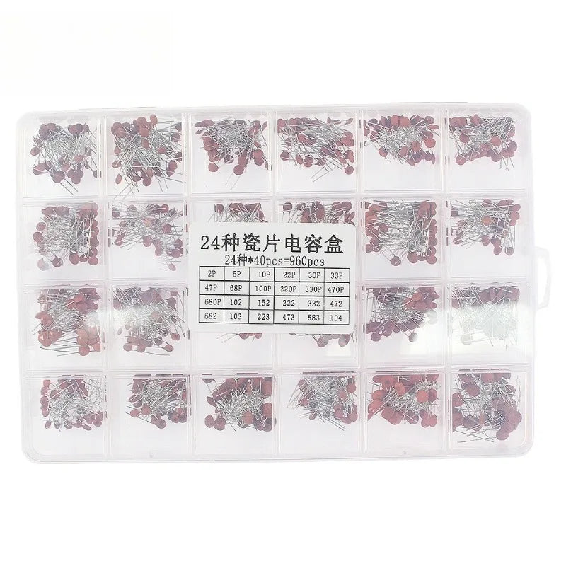 300/960PCS Ceramic Capacitor Kit 2pF-0.1uF Direct Insertion Assorted Set Electronics Components DIY Sample Pack