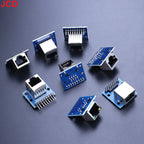 JCD 1pcs RJ45 Breakout Board With LED Lights,8P8C Female Socket Connector RJ45 Adapter Test Board with Pin Headers