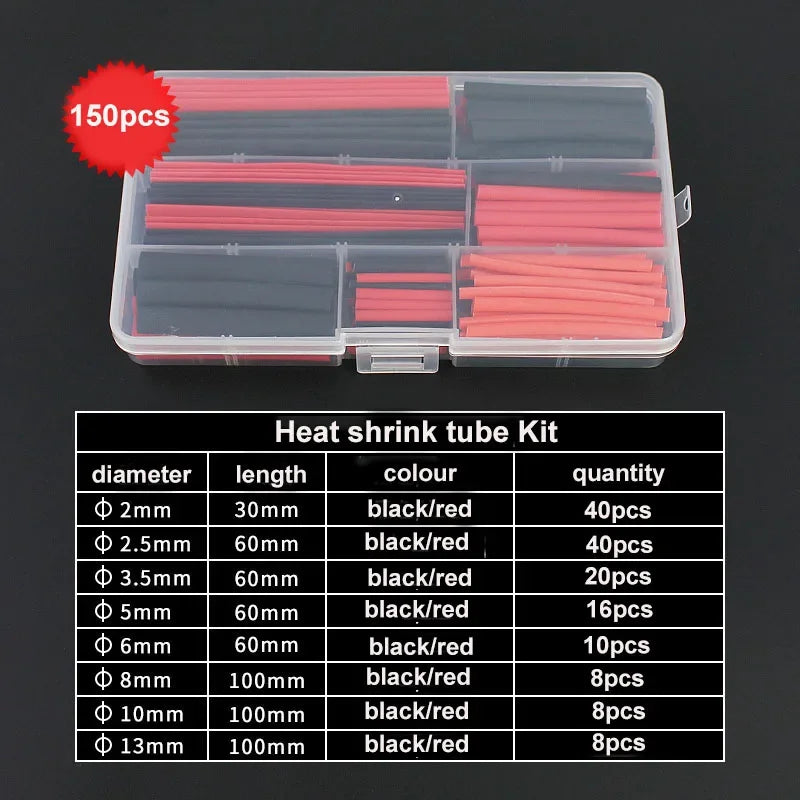 Heat Shrink Tubing Thermoresistant Tube Heat Shrink Wrapping Kit 2:1 Insulation Wire Cable Kit ,For Electrical Wiring and Repair