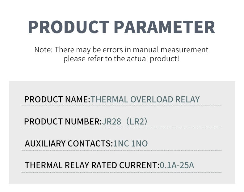 JR28 Thermal Overload Relay 1.6A 2.5A 4A 6A 8A 10A 13A 18A 25A LR2D13 Adjustable Thermal Relay Over Current Protection Relay