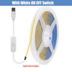USB 3mm COB LED Strip Light 5V Flexible LED Tape with Dimmer/ON OFF Switch 320LEDs High Density Linear Lighting Backlight Decor