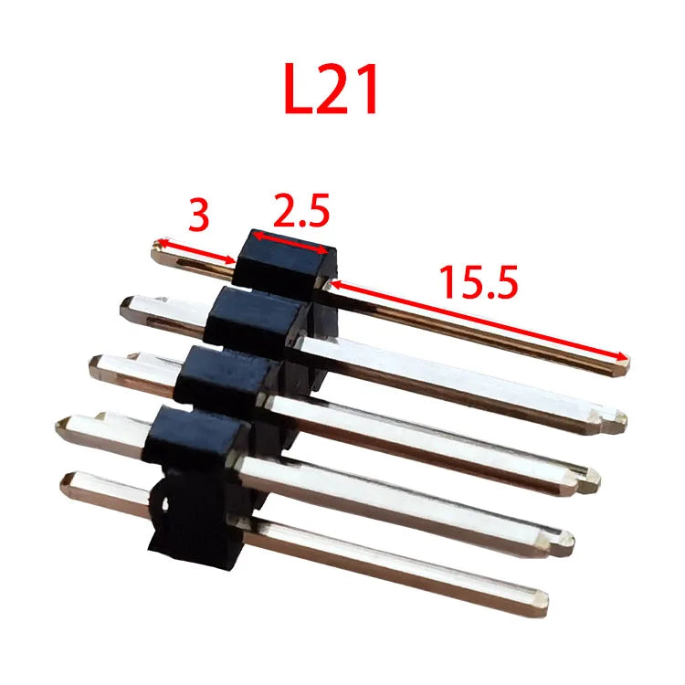 5pcs 2.54mm Dual Pin Header 2x40P Straight Double Row Single Plastic Height 2.5 A=3mm Gold-Plated Rohs L13-15-17-19-21-25-30mm