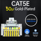 AMPCOM Pass Through STP RJ45 Connectors, CAT6 CAT5E Shielded 3/50μ Gold-Plated 8P8C Modular Plugs Crimp End for Ethernet Cable