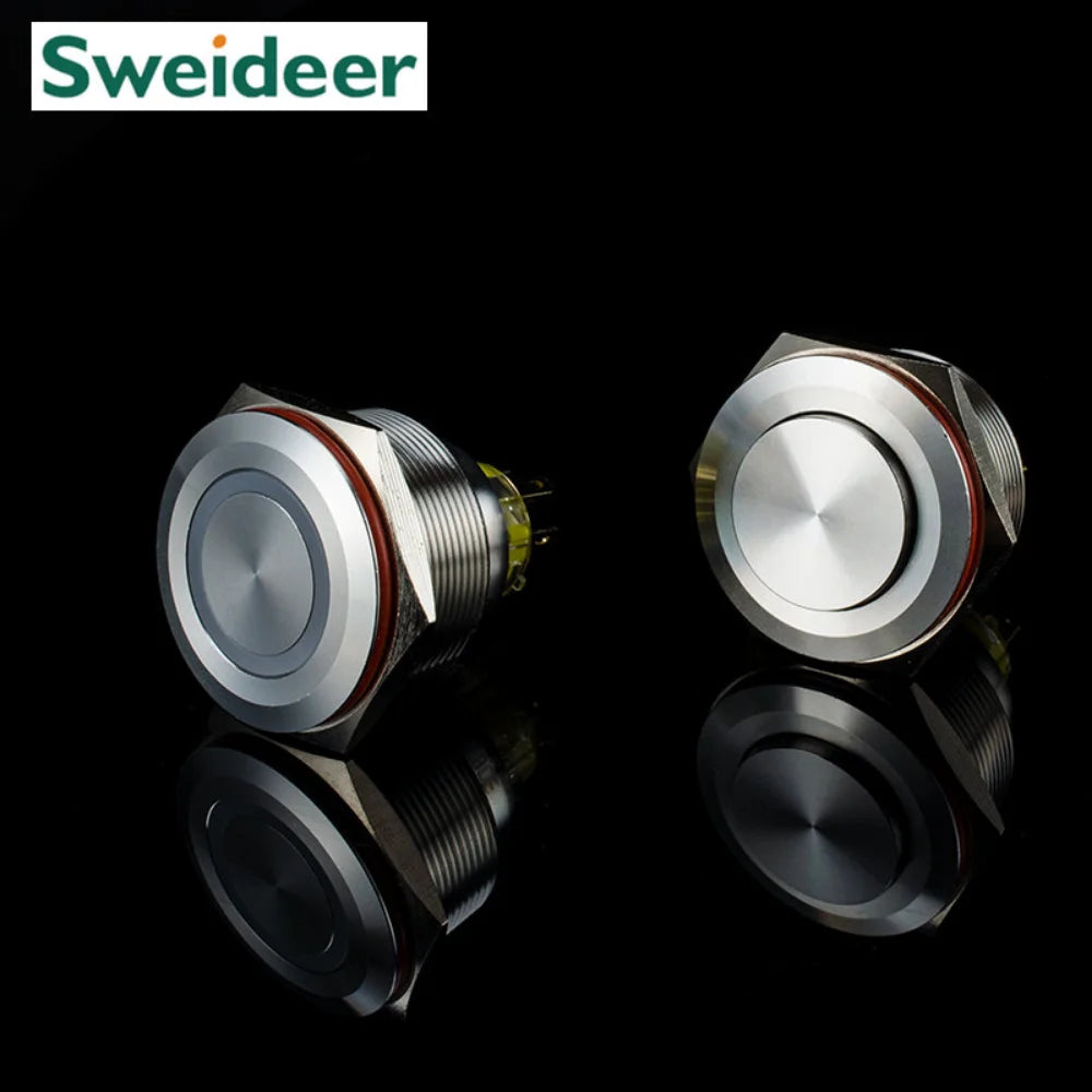 25MM30MM Metal Push Button Switches Power Symbol Waterproof LED Indicator Momentary Latching Start Stop Power On Off Switch