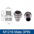 M12 Panel Back Mount Flange Socket Sensor Connector Waterproof Screw Threaded Coupling Male Female 3 4 5 8Pin M1216