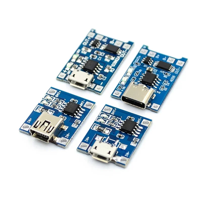 10pcs 5V 1A 18650 Lithium Battery Charging Board PLR TP4056 Lithium Charging Mini/Micro USB Type C Charge Module With Protect