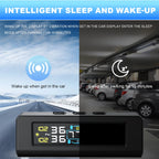 TPMS Solar/USB Charging Digital LCD Display Universal Smart Car TPMS Tyre Pressure Monitoring System 4 Or 6 Sensors Auto Security Alarm Smart Temperature Tire Air Pressure Gauge