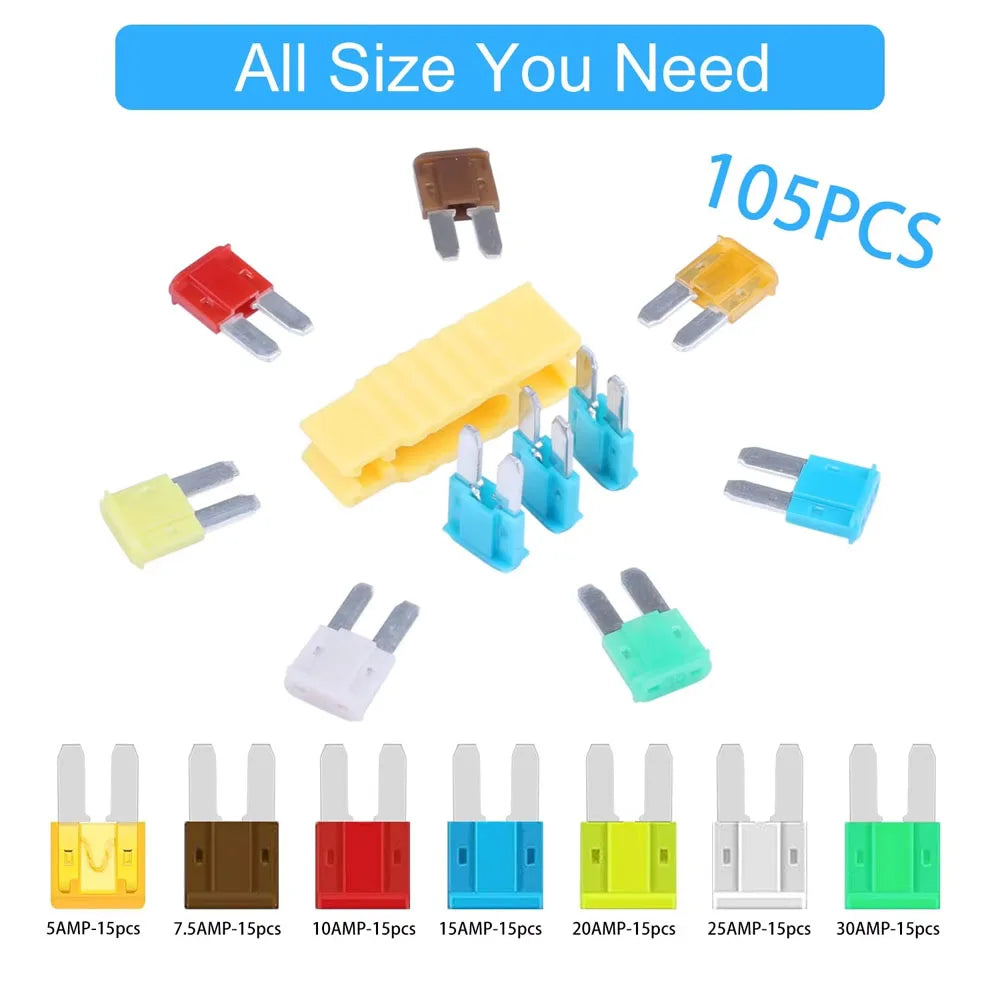 35/56/70/84/100/105/126pcs Micro 2 Blade Fuse Assortment Kit for Truck Replacement with Fuse Puller(5A,7.5A,10A,15A,20A,25A,30A)