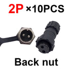 10Pcs  Connector GX16 M16 Waterproof Docking Back Nut Male&Female Plug&Socket 2pin3pin4pin5pin6pin7pin8pin9pin10pin