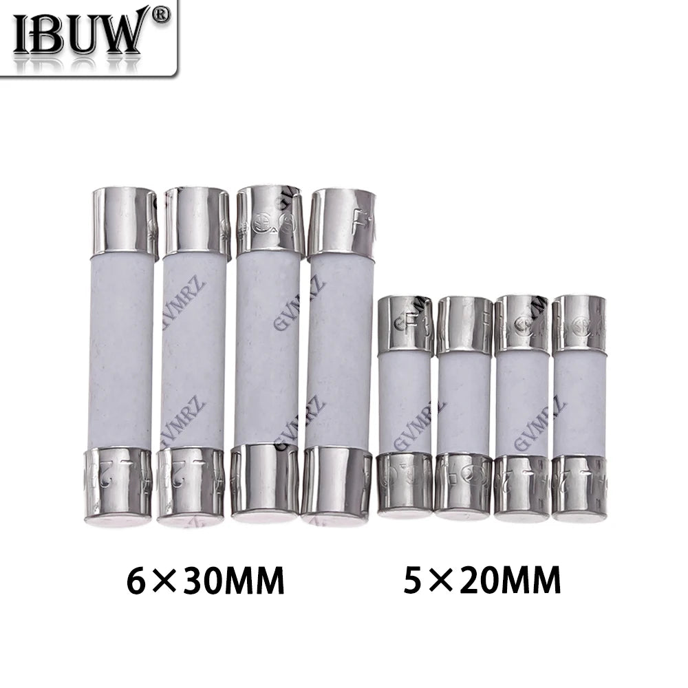10PCS 3A 3.15A 0.1A 0.25A  4A-30A 1A 1.5A 6X30MM 5X20MM Fast Blow Ceramic Fuse 5*20mm 250V 2A 2.5A  Slow Break The Fuse Tube 