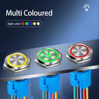 Metal Round Push Button Switch 12‑16‑19‑22mm, Momentary & Latching Power Control Button with LED Indicator for Electronic Projec