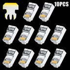 RJ45 CAT5/6/7 Connector 8P8C Modular Plug Adapter Pass Through Modular Plugs Shielded Gigabit Network Crimp Crystal Head