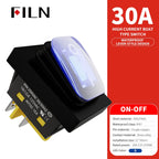 FILN 30A/220V Heavy Duty 4 Pin DPST IP67 Sealed Waterproof T85 Auto Boat Marine Toggle Rocker Switch with LED 12V 220V 30x22
