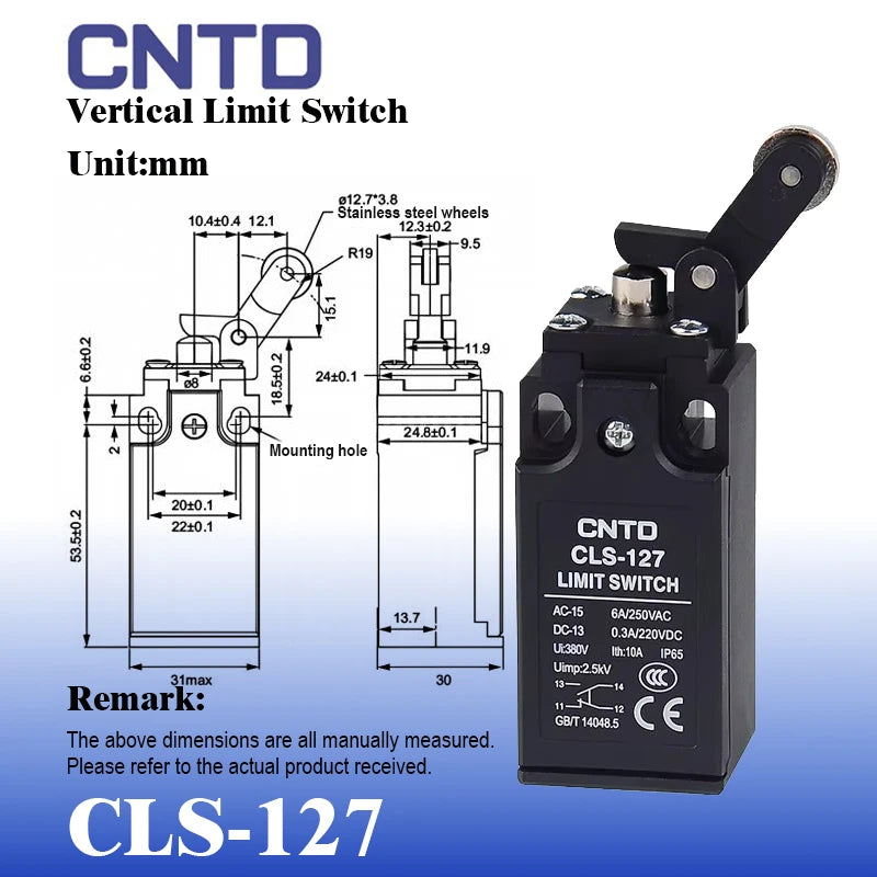 CNTD CLS‑1 Industrial Limit Switch CLS‑111 CLS‑112 CLS‑127 IP65 1NO+1NC 250VAC Waterproof Travel Switch for Automation Machinery