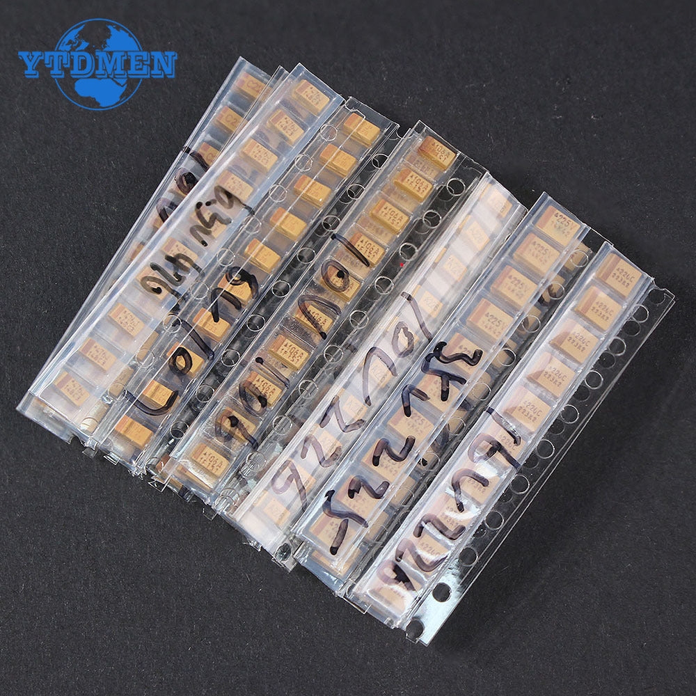 150PCS SMD Tantalum Capacitor Assortment Kit 1uf-220uf A/B Case Tantalum Capacitors Set 1UF 2.2UF 4.7UF 10UF 47UF Capacitors