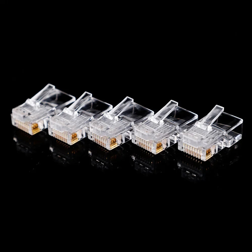 1-50pcs RJ45 Cat6 Pass Through Connector Cat 6/Cat5e RJ-45 Ends Gold Plated for Stranded UTP Network Cable Ethernet Modular Plug