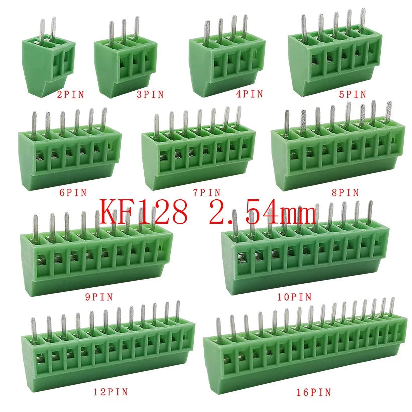 5/10Pcs Mini KF128 2.54mm PCB Screw Terminal Blocks Connector for Wires 2P/3P/4P/5P/6P/7P/8P/9P/10P/12P/16P Terminal KF128-2.54