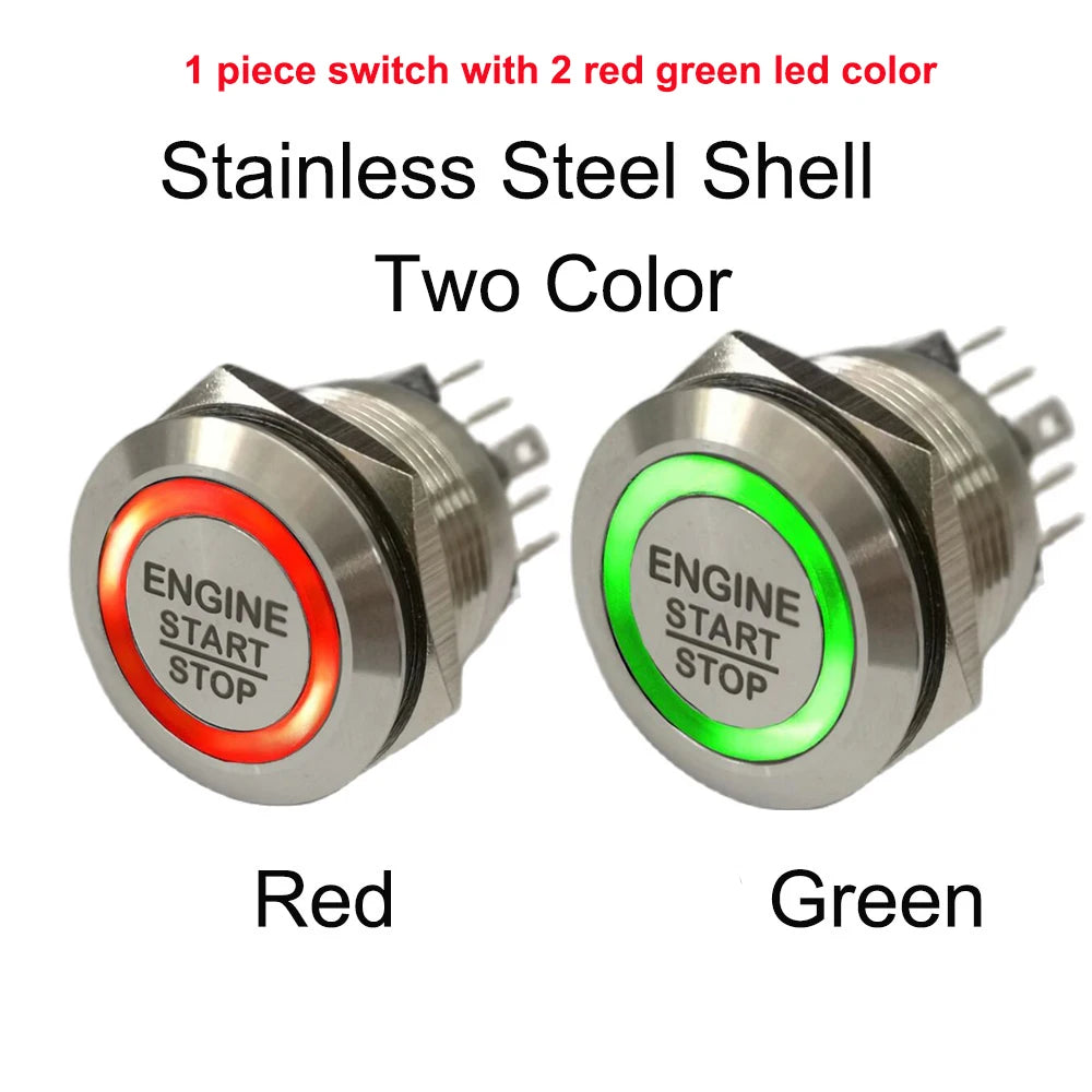 19mm 22mm 25mm 30mm Laser 'ENGINE START STOP' Engine Button ON OFF Ring Illuminated Momentary Push Button Switch+CE+RoHS