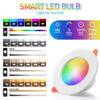 12-1Pcs RGB LED Bulb Tuya Dimmable Downlight Spotlight Bluetooth-Compatible Lamp 10/15W APP Control GB+CW+WW Smart Lamp
