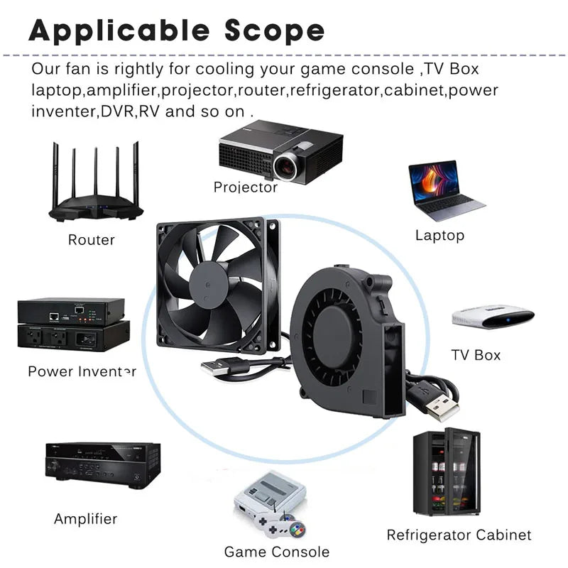 Gdstime 40mm 50mm DC 5V USB 60mm 70mm TV Box Cooling Fan 120mm 140mm Brushless AV Receiver Cooler w 2 in 1 USB Controller Cable