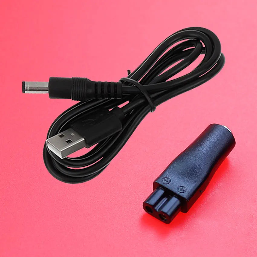 2/7Pcs 5V DC 5.5*2.1mm USB Power Cord Cable Double Hole Charging Adapter Plug For All Kinds Hair Clippers Beard Trimmers Shavers