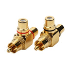 RCA Male To RCA Female Lotus Connector Tee Type 3Way Splitter for AV Audio and Video Converter Adapter Gold Plated Copper Brass