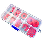 180Pcs Red Steel Paper Insulation Washers Kit, M2-M12 Mica Flat Pad Gaskets, Insulating Spacers for Electrical DIY