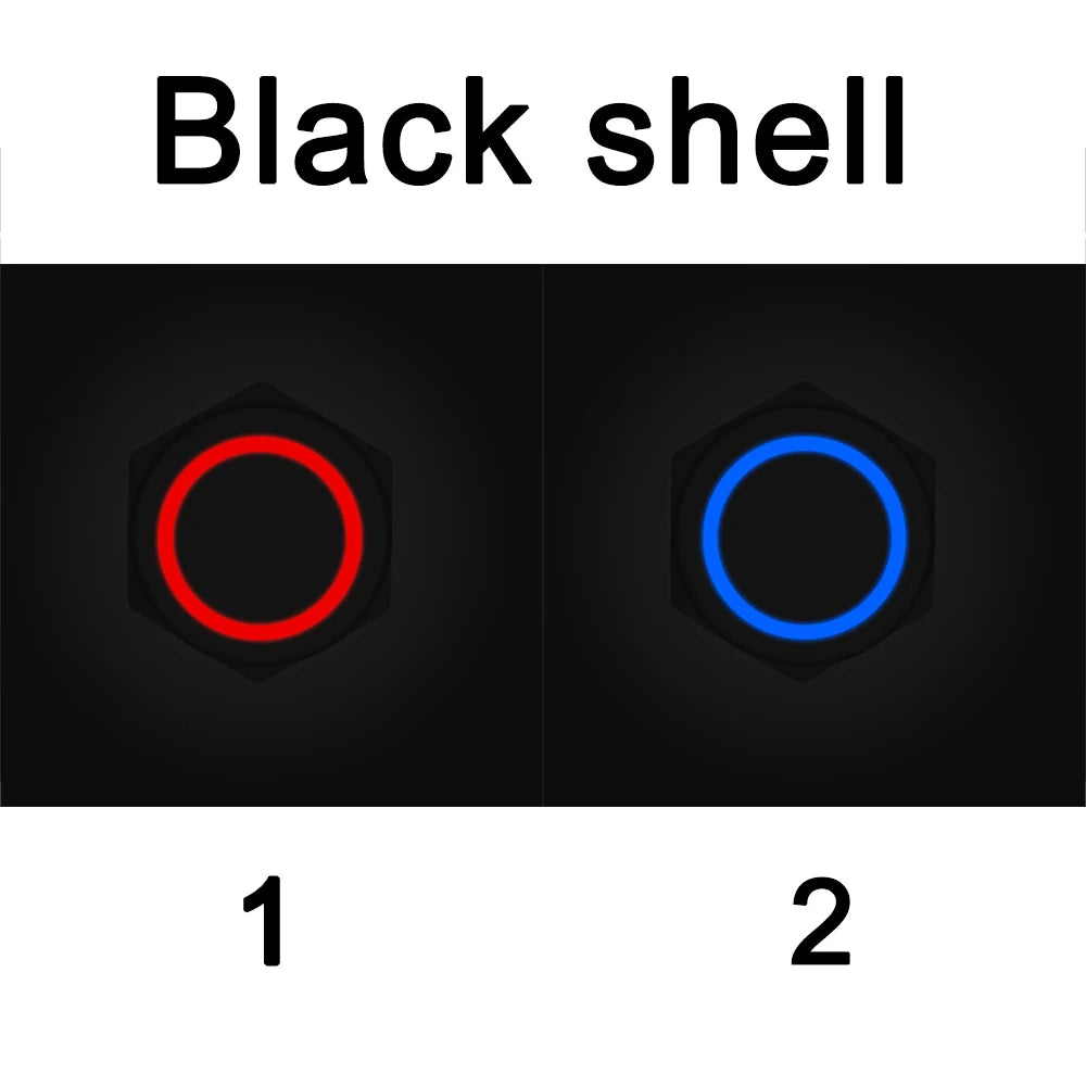 16/19/22mm Two Color Waterproof Metal Push Button Switch LED Light Momentary Latching Car Engine Switch 5V 12V 24V 220V Red Blue