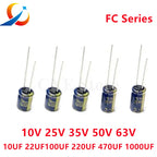 10PCS  FC Series 10V 25V 35V 50V 63V 10UF 22UF 47UF 68UF 100UF  220UF 330UF 470UF  NEW 1000UF Audio electrolytic capacitor