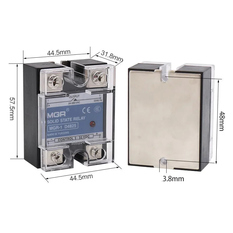 SSR MGR-1 D4810 D4825 D4840 Single Phase DC Control DC Heat Sink 3-32VDC To 220VDC 600V 10A 25A 40A DD Solid State Relay