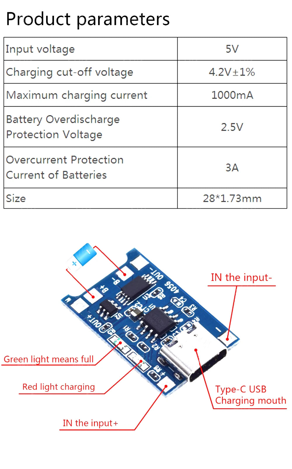 1PCS 5V 1A Micro USB 18650 type-c Lithium Battery Charging Board Charger Module+Protection Dual Functions TP4056 18650