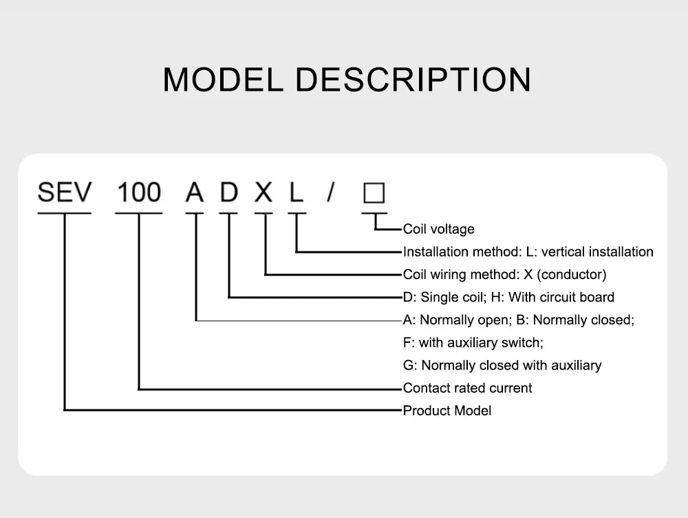 SEV100AD 12V 24V 36V 48V 72V High Voltage Charging Station DC Contactor DC Power Electric Relay Switch for EV Charger