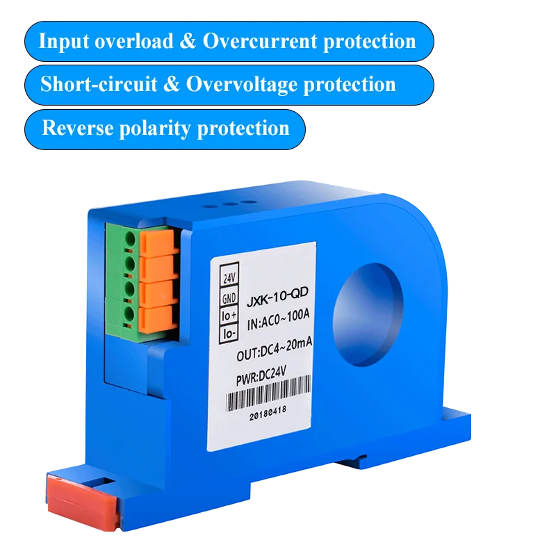 AC/DC Current Transmitter 0-600A Current Transmitter 4-20ma 0-10V RS485 22mm DC Current Transmitter AC Current Sensor Transducer
