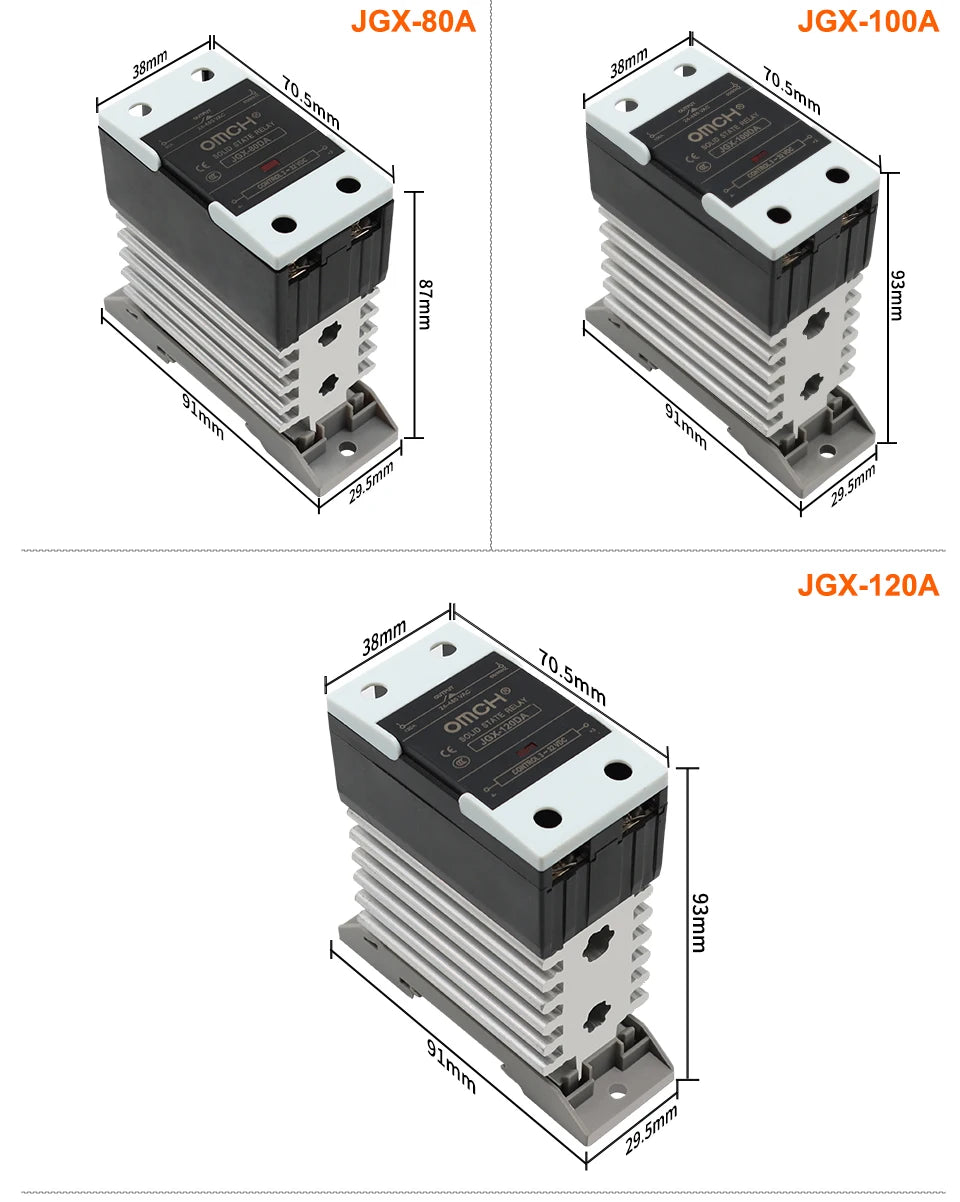 OMCH DIN Rail SSR Solid State Relay With Aluminum Heat Sink DA AA DD 3-32VDC 10A 25A 40A 60A 80A 100A 120A Single Phase Control