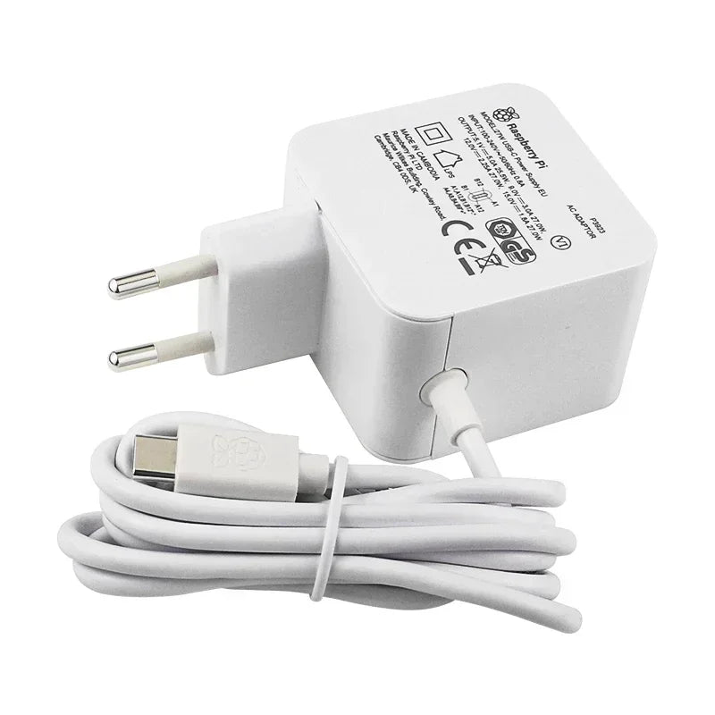 Raspberry Pi 27W USB-C Power Supply White US/EU, Support 5.1V 5A PD Standard