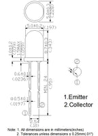 20 PCS, 5mm NPN Phototransistor, SGPT524C, Photosensor, Photosensitive Receiving Transistor